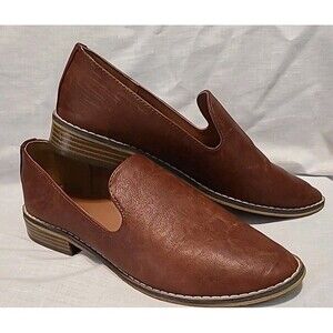 Indigo Rd Brown Cognac Tan Camel Hopeful Slip On Faux Leather Loafer Flat Shoe 9